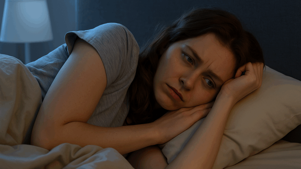 woman laying on her side due to insomnia before the cbt session