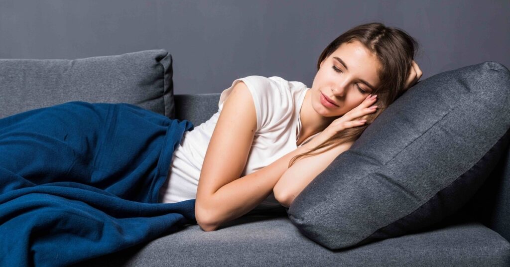 white girl sleeping peacefully after cbt therapy
