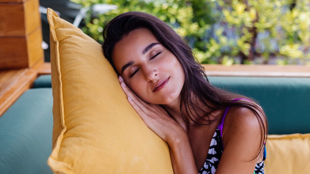 woman resting practicing acceptance and commitment therapy for better sleep